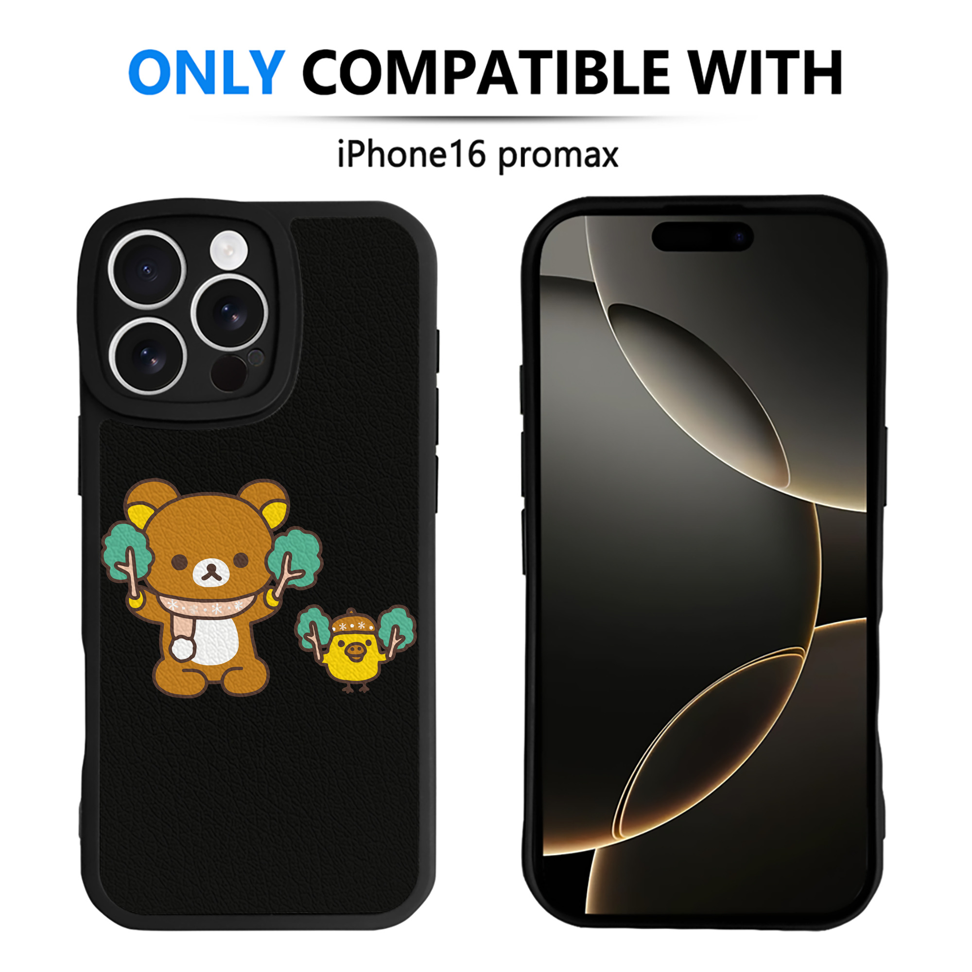 （画像用） リラックマ リラックマ キイロイトリ Rilakkuma Korilakkuma Kiiroitori 【iPhone 16シリーズ対応】シリコンスマホケース（レザー調） 材質：シリコン
